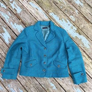 Cropped Blue Green Wool Jacket